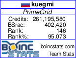 PrimeGrid – Статистика команды